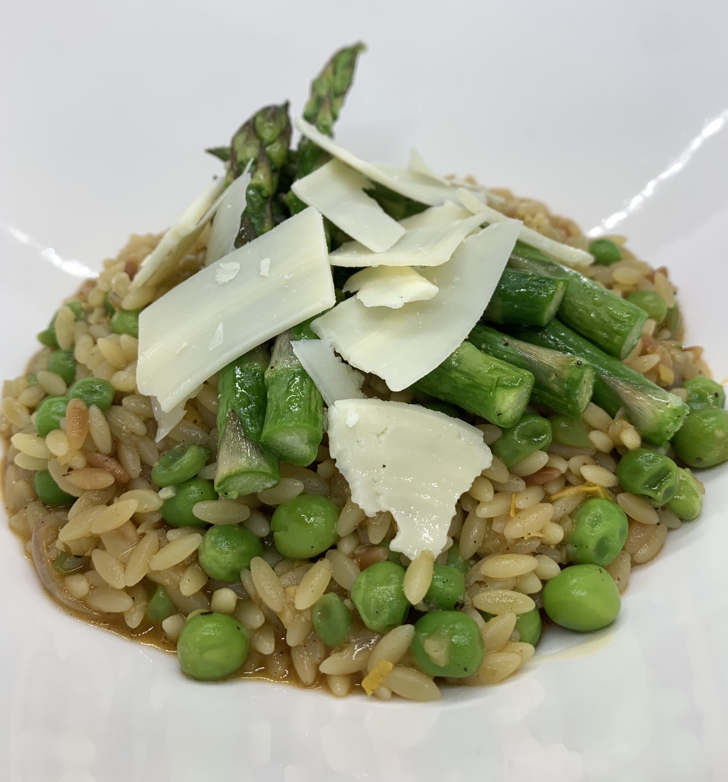 Orzo Risotto with Peas and Asparagus