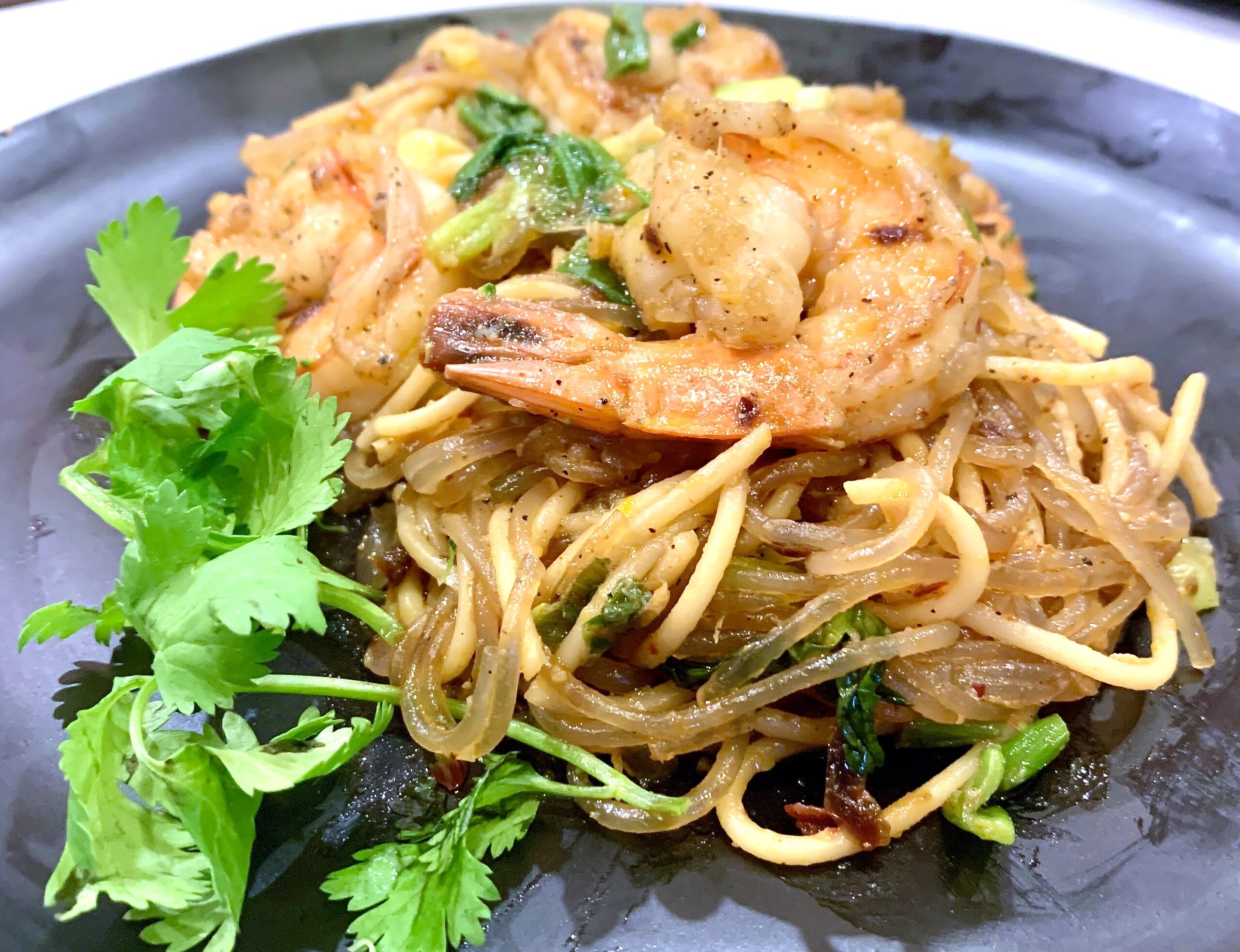 Asian Inspired Garlic Noodles with Shrimp - Cookout Event